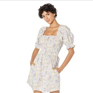 Levi's Women's Verenne Caitlyn Floral Cloud Dancer Cotton Mini Dress size XS new